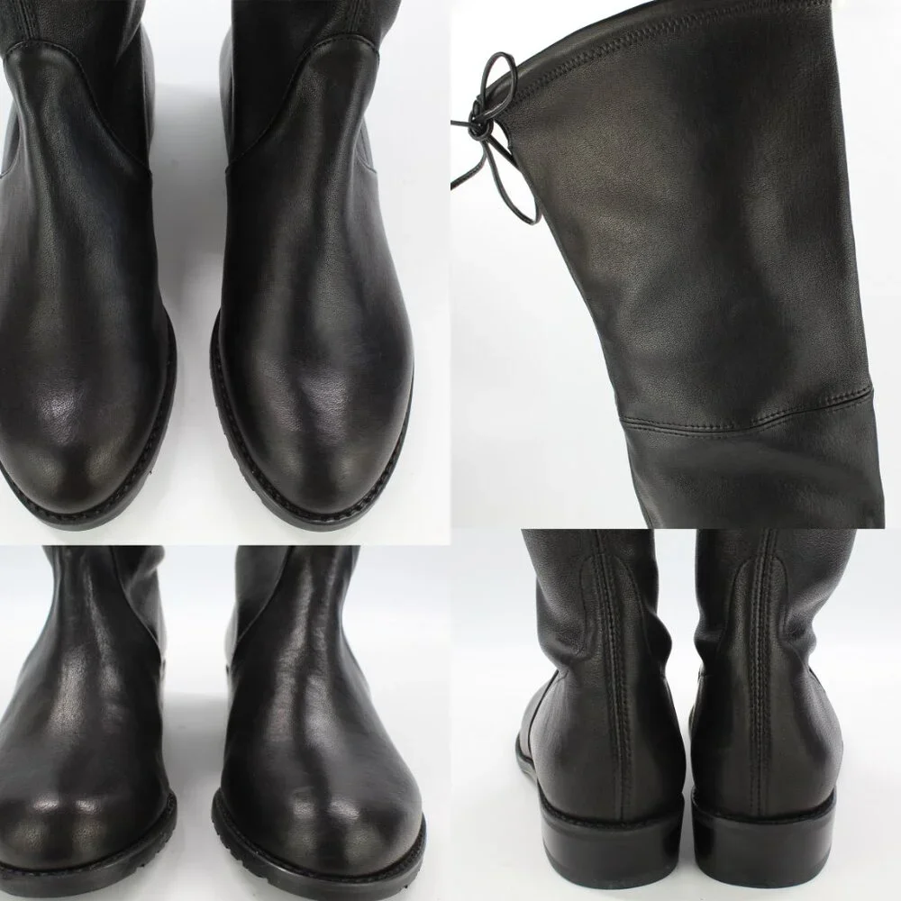 NEW Stuart Weitzman Lowland Over-the-Knee Boots-Black Leather – Small Feet